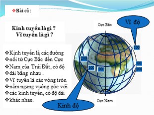 Bài giảng Địa lý Lớp 6 - Bài 4: Phương hướng trên bản đồ, kinh độ, vĩ độ và tọa độ địa lí