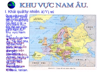 Bài giảng Địa lý Lớp 7 - Tiết 64: Khu vực Nam Âu