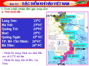 Bài giảng Địa lý Lớp 8 - Bài 31: Đặc điểm khí hậu Việt Nam