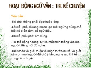 Bài giảng Ngữ văn Lớp 6 - Tiết 70: Hoạt động ngữ văn - Thi kể chuyện