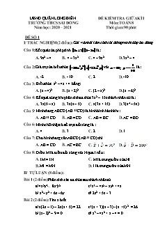 2 Đề kiểm tra giữa học kỳ I môn Toán Lớp 8 - Năm học 2020-2021 - Trường THCS Sài Đồng (Có đáp án)