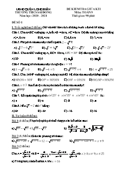 2 Đề kiểm tra giữa kỳ I môn Toán Lớp 9 - Năm học 2020-2021 - Trường THCS Sài Đồng (Có đáp án)