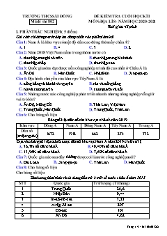 Đề kiểm tra cuối học kỳ I môn Địa lý Lớp 8 - Mã đề 802 - Năm học 2020-2021 - Trường THCS Sài Đồng
