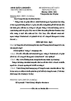 Đề kiểm tra giữa học kỳ I môn Ngữ văn Lớp 6 - Đề số 2 - Năm học 2020-2021 - Trường THCS Sài Đồng (Có đáp án)