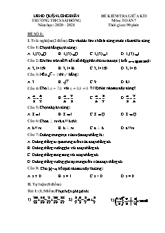 Đề kiểm tra giữa học kỳ I môn Toán Lớp 7 - Đề số 1 - Năm học 2020-2021 - Trường THCS Sài Đồng (Có đáp án)