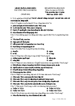 Đề kiểm tra học kỳ I môn Lịch sử Lớp 6 - Mã đề 604 - Năm học 2020-2021 - Trường THCS Sài Đồng (Có đáp án)