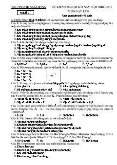 Đề kiểm tra học kỳ I môn Vật lý Lớp 8 - Mã đề 01 - Năm học 2018-2019 - Trường THCS Sài Đồng (Có đáp án)