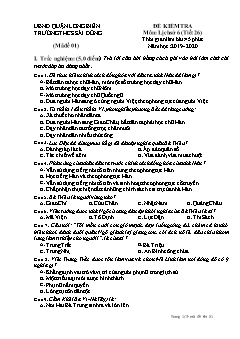 Đề kiểm tra trực tuyến môn Lịch sử Lớp 6 - Mã đề 01 - Năm học 2019-2020 - Trường THCS Sài Đồng (Có đáp án)