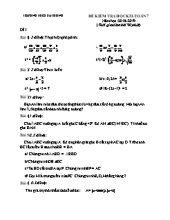 2 Đề kiểm tra học kỳ I môn Toán Lớp 7 - Năm học 2018-2019 - Trường THCS Sài Đồng (Có đáp án)