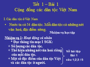 Bài giảng Địa lý Lớp 9 - Bài 1: Cộng đồng các dân tộc Việt Nam
