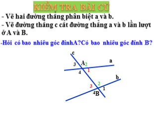 Bài giảng Hình học 7 - Tiết 5: Các góc tạo bởi một đường thẳng cắt hai đường thẳng