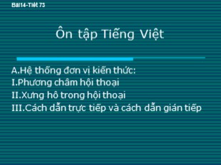 Bài giảng Ngữ văn Lớp 9 - Tiết 73: Ôn tập Tiếng Việt