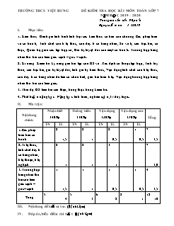 Đề kiểm tra giữa học kì I môn Toán Lớp 7 - Đề số 01 - Năm học 2019-2020 - Trường THCS Việt Hưng (Có đáp án)