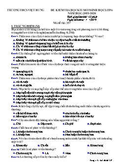 Đề kiểm tra học kì I môn Sinh học Lớp 6 - Mã đề 357 - Năm học 2019-2020 - Trường THCS Việt Hưng