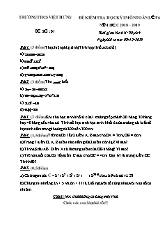 Đề kiểm tra học kì I môn Toán Lớp 6 - Đề số 1 - Năm học 2018-2019 - Trường THCS Việt Hưng (Có đáp án)