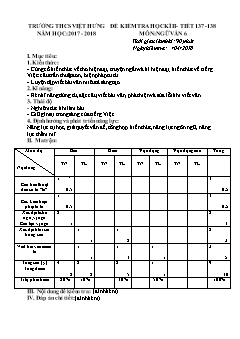 Đề kiểm tra học kì II môn Ngữ văn Lớp 6 - Năm học 2017-2018 - Trường THCS Việt Hưng (Có đáp án)