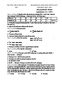 Đề kiểm tra học kì II môn Toán Lớp 7 - Đề 2 - Năm học 2018-2019 - Trường THCS Việt Hưng (Có đáp án)