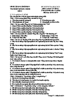 Đề kiểm tra học kỳ I môn Lịch sử Lớp 7 - Đề 01 - Năm học 2018-2019 - Trường THCS Sài Đồng