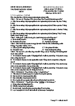 Đề kiểm tra học kỳ I môn Lịch sử Lớp 7 - Đề 03 - Năm học 2018-2019 - Trường THCS Sài Đồng