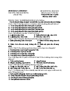 Đề kiểm tra học kỳ I môn Lịch sử Lớp 7 - Mã đề 701 - Năm học 2020-2021 - Trường THCS Sài Đồng (Có đáp án)