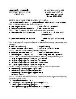 Đề kiểm tra học kỳ I môn Lịch sử Lớp 7 - Mã đề 702 - Năm học 2020-2021 - Trường THCS Sài Đồng (Có đáp án)