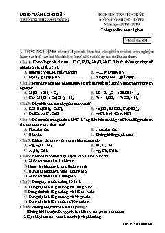Đề kiểm tra học kỳ II môn Hóa học Lớp 8 - Mã đề 801 - Năm học 2018-2019 - Trường THCS Sài Đồng (Có đáp án)