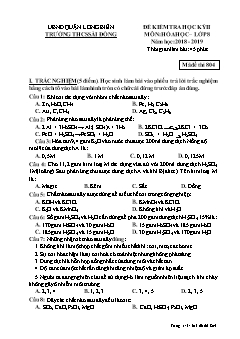 Đề kiểm tra học kỳ II môn Hóa học Lớp 8 - Mã đề 804 - Năm học 2018-2019 - Trường THCS Sài Đồng (Có đáp án)