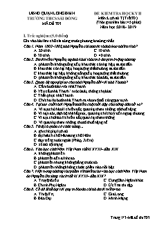 Đề kiểm tra học kỳ II môn Lịch sử Lớp 7 - Mã đề 703 - Năm học 2018-2019 - Trường THCS Sài Đồng