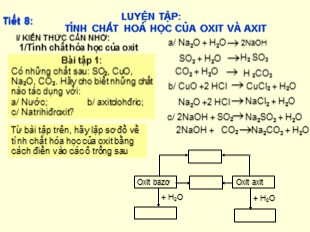 Bài giảng Hóa học 9 - Tiết 8: Luyện tập Tính chất hóa học của oxit và axit
