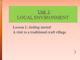 Bài giảng Tiếng Anh 9 - Unit 1: Local environmen - Lesson 1: Getting started: A visit to a traditional craft village