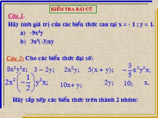 Bài giảng Toán Khối 7 - Tiết 50: Đơn thức