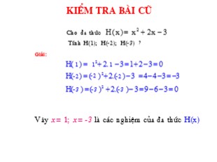 Bài giảng Toán Khối 7 - Tiết 59: Nghiệm của đa thức một biến