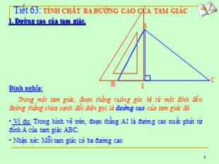 Bài giảng Toán Khối 7 - Tiết 63: Tính chất ba đường cao của tam giác