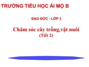 Bài giảng Đạo đức Lớp 3 - Bài 14: Chăm sóc cây trồng,vật nuôi (Tiết 2) - Trường Tiểu học Ái Mộ B