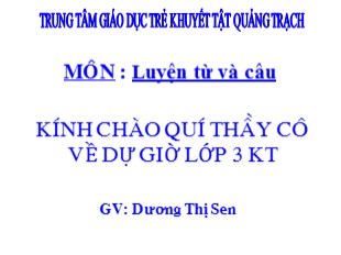 Bài giảng Tiếng Việt Lớp 3 - Luyện từ và câu - Tuần 14: Ôn tập về từ chỉ đặc điểm. Ôn tập câu: Ai thế nào - Dương Thị Sen