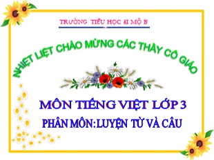 Bài giảng Tiếng Việt Lớp 3 - Luyện từ và câu - Tuần 4 - Trường TH Ái Mộ B