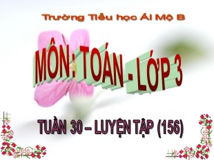 Bài giảng Toán 3 - Tuần 30: Luyện tập trang 156