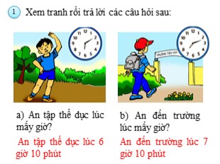 Bài giảng Toán Lớp 3 - Tuần 25: Thực hành xem đồng hồ (Tiếp theo)