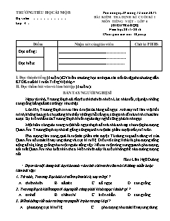 Đề kiểm tra định kỳ cuối học kì I môn Tiếng Việt Lớp 4 - Năm 2015-2016 - Trường TH Ái Mộ B (Có đáp án)