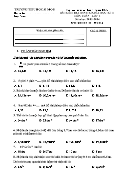 Đề kiểm tra định kỳ giữa học kì II môn Toán + Tiếng Việt Lớp 5 - Năm 2015-2016 - Trường TH Ái Mộ B (Có đáp án)