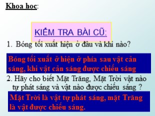 Bài giảng Khoa học Lớp 4 - Tiết 47: Ánh sáng cần cho sự sống