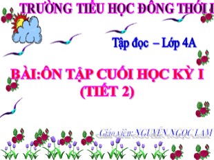 Bài giảng Tiếng Việt Lớp 4 - Bài: Ôn tập cuối học kỳ I (Tiết 2) - Nguyễn Ngọc Lam
