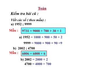 Bài giảng Toán Lớp 3 - Tuần 19: Số 10 000. Luyện tập