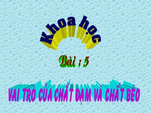 Bài giảng Khoa học 4 - Bài 5: Vai trò của chất đạm và chất béo