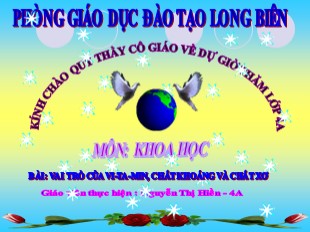 Bài giảng Khoa học 4 - Bài: Vai trò của Vi-ta-min, chất khoáng và chất xơ - Nguyễn Thị Hiền