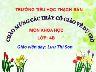 Bài giảng Khoa học 4 - Tiết 14: Phòng một số bệnh lây qua đường tiêu hóa - Lưu Thị Son