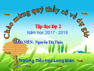 Bài giảng Tập đọc Lớp 2 - Bài: Câu chuyện bó đũa - Năm học 2017-2018 - Nguyễn Thị Thảo