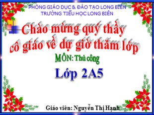 Bài giảng Thủ công Lớp 2 - Tiết 15: Gấp, cắt, dán biển báo giao thông cấm xe đi ngược chiều (Tiết 1) - Nguyễn Thị Hạnh