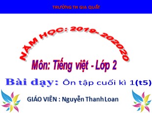 Bài giảng Tiếng Việt Lớp 2 - Tuần 18: Ôn tập cuối học kỳ I - Nguyễn Thanh Loan