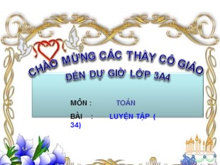 Bài giảng Toán Lớp 3 - Tiết 34: Luyện tập - Năm học 2015-2016